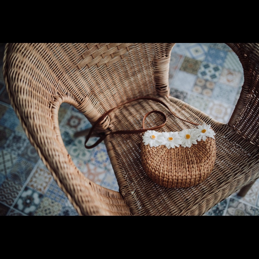 Handmade Summer Rattan Daisy Bag